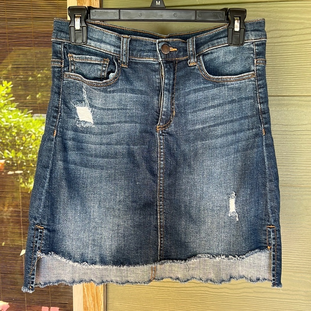 Francesca’s Harper Distressed Denim Skirt